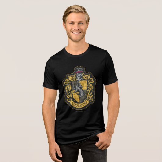 Harry Potter | Hufflepuff Crest Lapel Tri-Blend Shirt (Voorkant volledig)