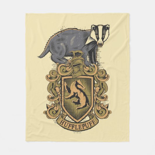Harry Potter | Hufflepuff Crest met Badger Fleece Deken (Voorkant)