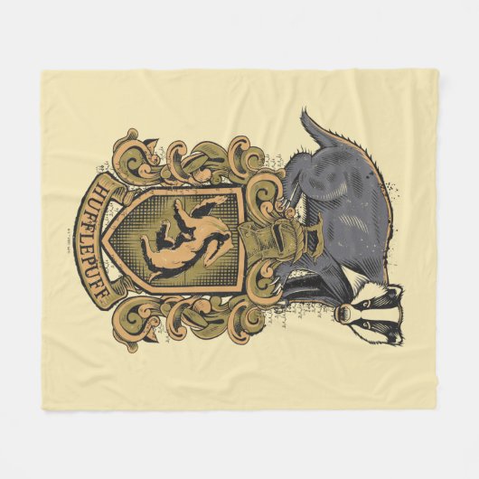 Harry Potter | Hufflepuff Crest met Badger Fleece Deken (Voorkant (Horizontaal))