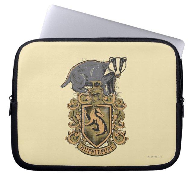 Harry Potter | Hufflepuff Crest met Badger Laptop Sleeve (Voorkant)
