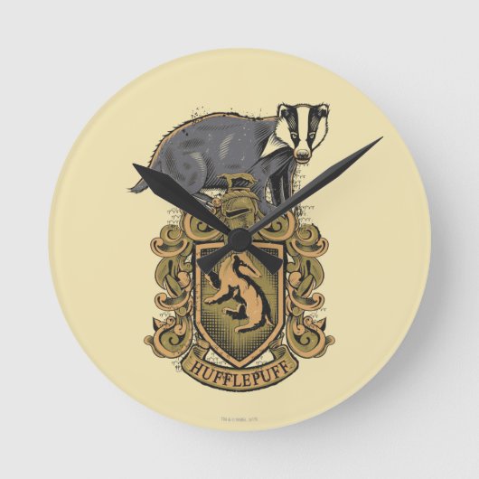 Harry Potter | Hufflepuff Crest met Badger Ronde Klok (Voorkant)