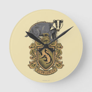 Harry Potter   Hufflepuff Crest met Badger Ronde Klok