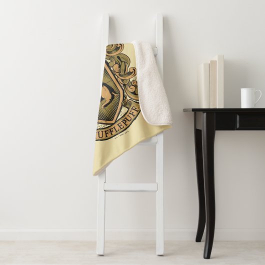 Harry Potter | Hufflepuff Crest met Badger Sherpa Deken (In situ)