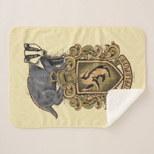 Harry Potter | Hufflepuff Crest met Badger Sherpa Deken (Voorkant (horizontaal))