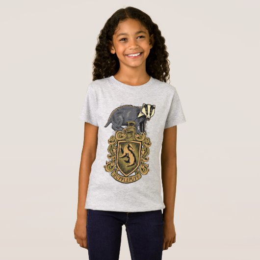 Harry Potter | Hufflepuff Crest met Badger T-shirt (Voorkant volledig)