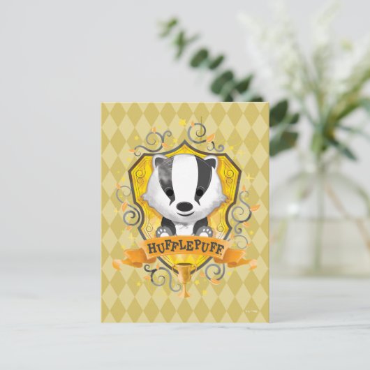Harry Potter| HUFFLEPUFF™ Crest opladen Briefkaart (Staand voorkant)