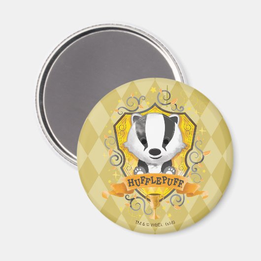 Harry Potter | HUFFLEPUFF™ Crest opladen Magneet (Voorkant / Achterkant)