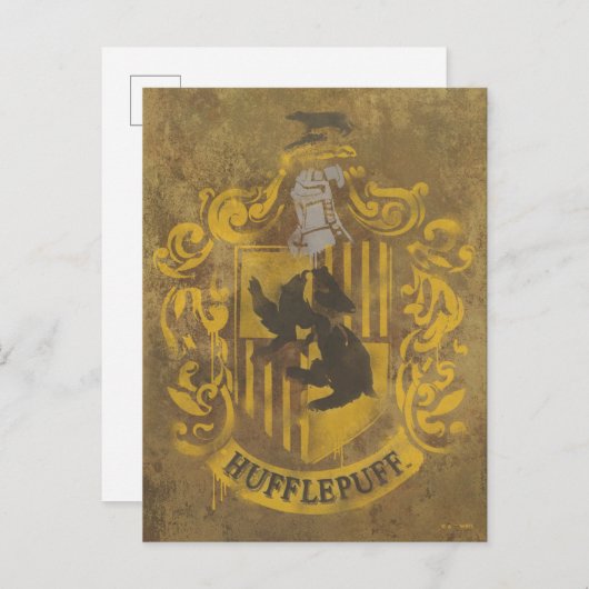 Harry Potter | Hufflepuff Crest Spray Paint Briefkaart (Voorkant / Achterkant)