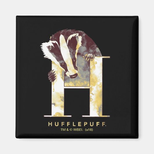 Harry Potter | HUFFLEPUFF™ Dasje Waterverf Magneet (Voorkant)