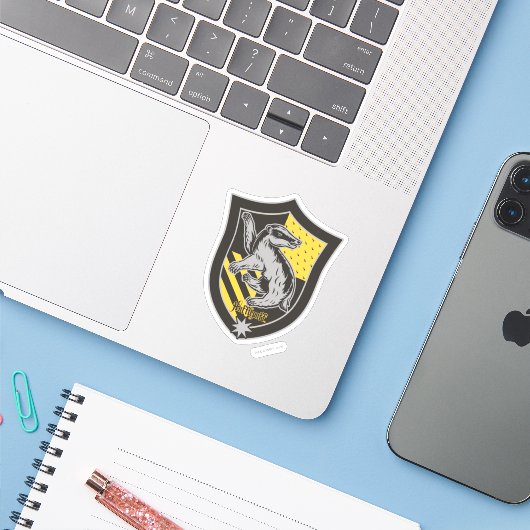 Harry Potter| Hufflepuff House Pride Crest Sticker (Laptop met iPhone)