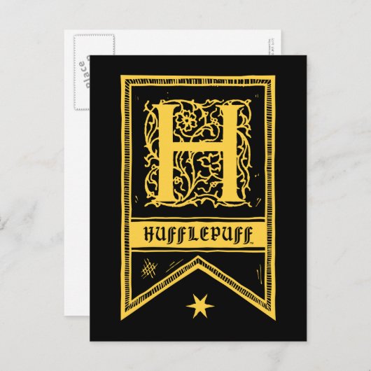 Harry Potter | Hufflepuff Monogram Banner Briefkaart (Voorkant / Achterkant)