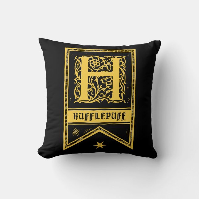 Harry Potter | Hufflepuff Monogram Banner Kussen (Voorkant)