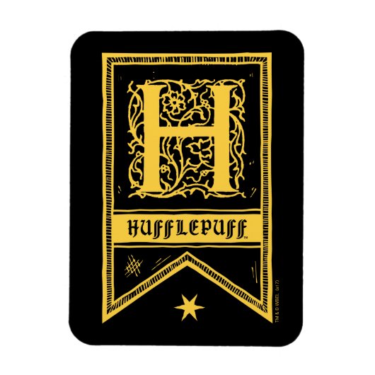 Harry Potter | Hufflepuff Monogram Vlag Magneet (Verticaal)