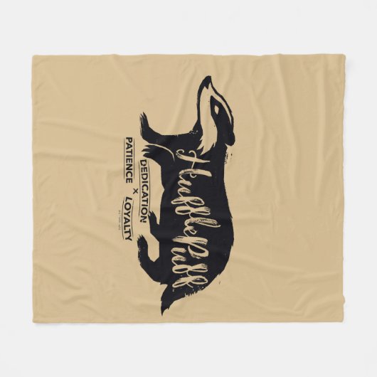 Harry Potter | HUFFLEPUFF™ Silhouette Typografie Fleece Deken (Voorkant (Horizontaal))
