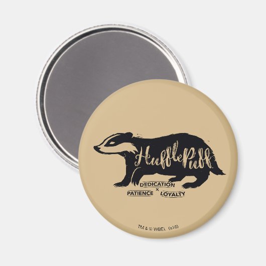 Harry Potter | HUFFLEPUFF™ Silhouette Typografie Magneet (Voorkant / Achterkant)