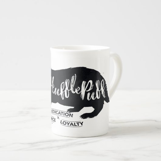 Harry Potter | HUFFLEPUFF™ Silhouette Typografie Porselein Kop (Voorkant rechts)