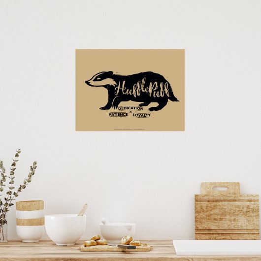 Harry Potter| HUFFLEPUFF™ Silhouette Typografie Poster (Keuken)