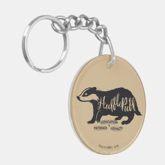 Harry Potter | HUFFLEPUFF™ Silhouette Typografie Sleutelhanger (Voorkant Links)
