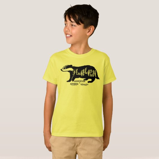 Harry Potter | HUFFLEPUFF™ Silhouette Typografie T-shirt (Voorkant volledig)