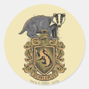 Harry Potter   Hufflepuff Wapen met Das Ronde Sticker