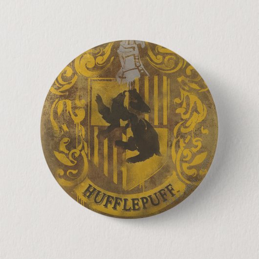 Harry Potter | Hufflepuff Wapenspreuk Spuitverf Ronde Button 5,7 Cm (Voorkant)