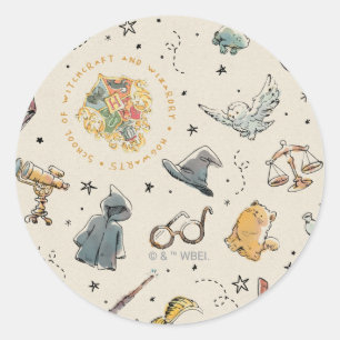 Harry Potter Iconen Patroon - Verjaardag Ronde Sticker