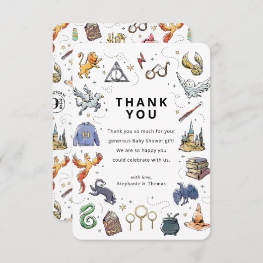 Harry Potter Icons Baby shower Dank u Kaart (Voorkant / Achterkant)