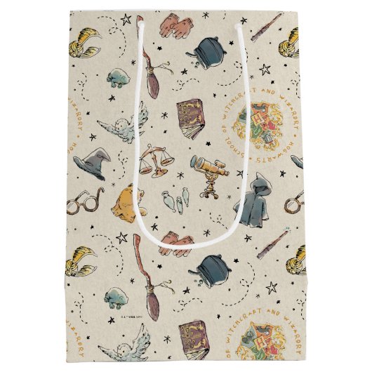 Harry Potter Icons Pattern - Baby shower Medium Cadeauzakje (Achterkant)