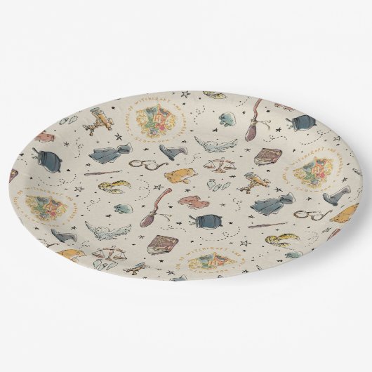 Harry Potter Icons Pattern - Baby shower Papieren Bordje (Gekanteld)