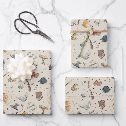 Harry Potter Icons Pattern - Birthday Inpakpapier Vel (Voorkant)