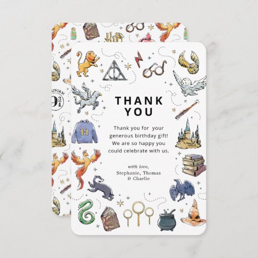 Harry Potter Icons Verjaardag Dank u Kaart (Voorkant / Achterkant)