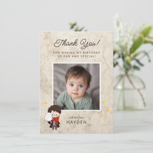 HARRY POTTER™ Karakter Magische Boog Verjaardag Bedankkaart (Staand voorkant)