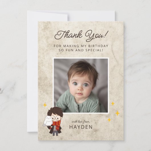 HARRY POTTER™ Karakter Magische Boog Verjaardag Bedankkaart (Voorkant)