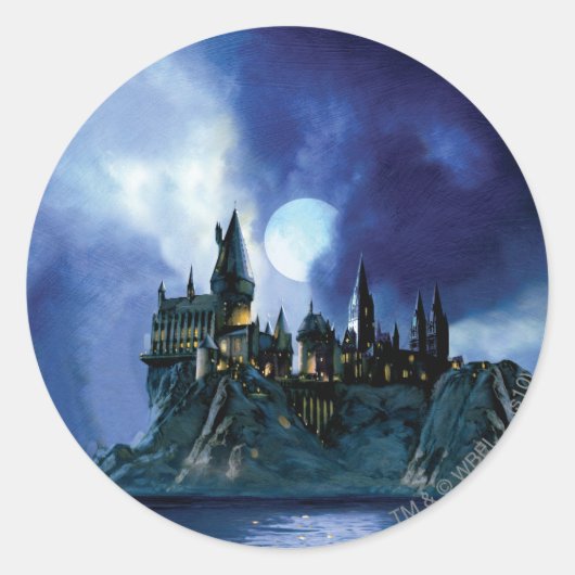 Harry Potter Kasteel | Hogwarts 's Nachts Ronde Sticker (Voorkant)