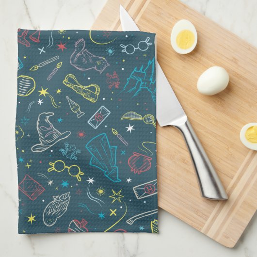 HARRY POTTER™ Kunstvoorwerpen Lijntekening Patroon Theedoek (Quarter Fold)