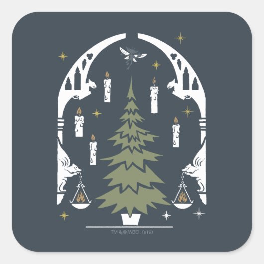 HARRY POTTER™ Magische kerstboom Vierkante Sticker (Voorkant)