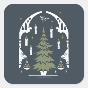 HARRY POTTER™ Magische kerstboom Vierkante Sticker