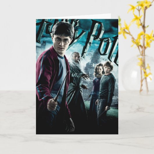 Harry Potter met Dumbledore Ron en Hermione 1 Kaart (Gele Bloem)