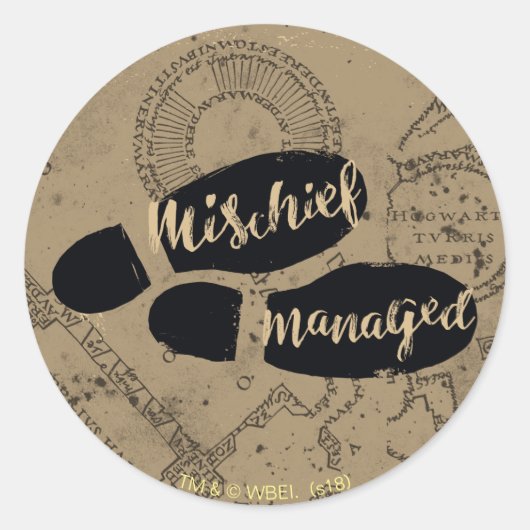 Harry Potter | MISCHIEF MANAGED™ Kaart Voetsporen Ronde Sticker (Voorkant)
