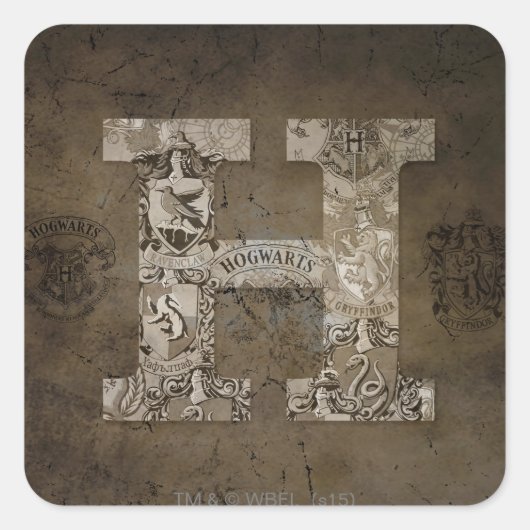 Harry Potter | Monogram hogwarts Vierkante Sticker (Voorkant)