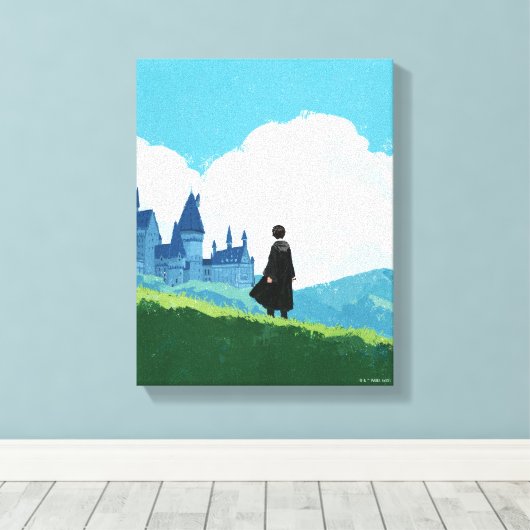HARRY POTTER™ over het HOGWARTS™ Castle Canvas Afdruk (Insitu (Houten vloer))