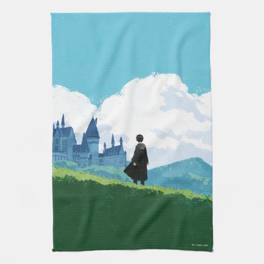 HARRY POTTER™ over het HOGWARTS™ Castle Theedoek (Verticaal)