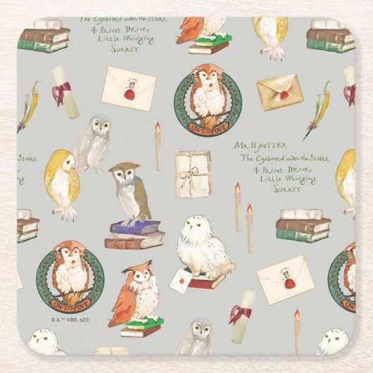 HARRY POTTER™ | Owl Letter Patroon Kartonnen Onderzetters (Voorkant)