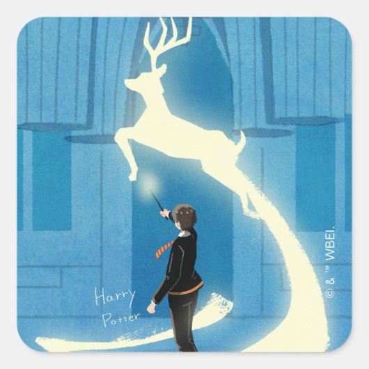 HARRY POTTER™ Patronus Painting Vierkante Sticker (Voorkant)