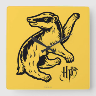 Harry Potter   Pictogram Hufflepuff-badger Vierkante Klok