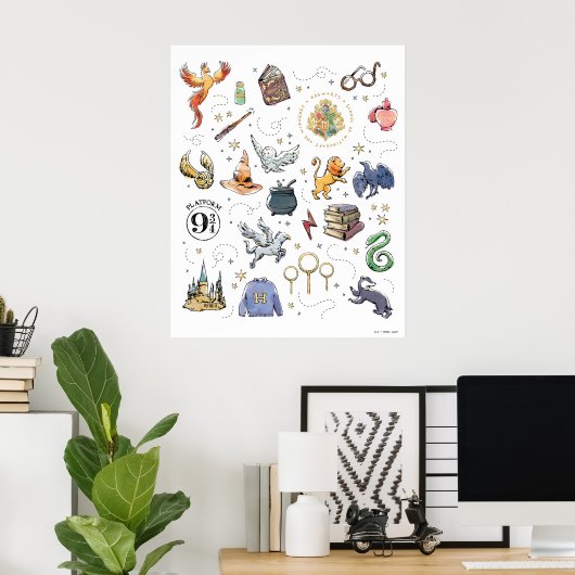 HARRY POTTER™-pictogrammen Poster (Thuiskantoor)