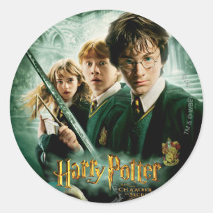 Harry Potter Ron Hermione Dobby Group Shot Ronde Sticker