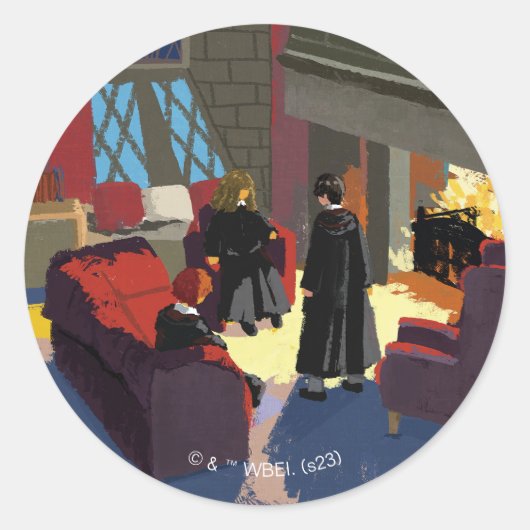 HARRY POTTER™, Ron & Hermione in Common Room Ronde Sticker (Voorkant)