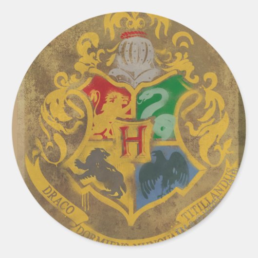 Harry Potter | Rustic Hogwarts Crest Ronde Sticker (Voorkant)