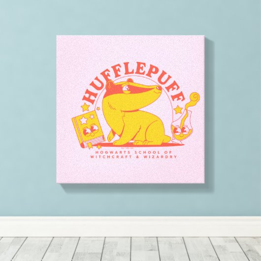 HARRY POTTER™ | Schattige HUFFLEPUFF™ Canvas Afdruk (Insitu (Houten vloer))